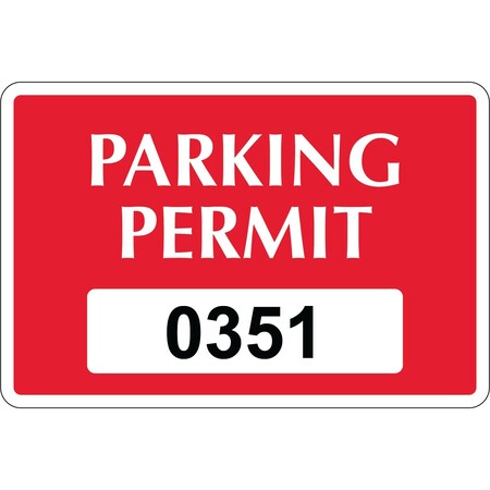 Lustre-Cal Static Cling Parking Permit Dark Red 3in x 2in  Serialized 351-400, 50PK 253442SCL1Rd0351